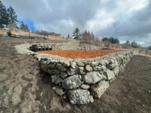 retaining wall build in process